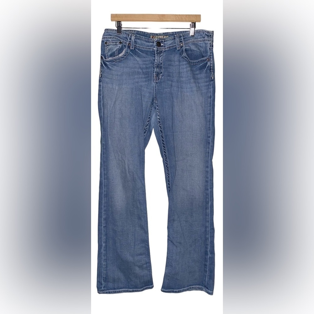 Buckle Wendi Denim Bootcut Contrast Stitch Medium Wash Jeans Cowgirl 32x33.5